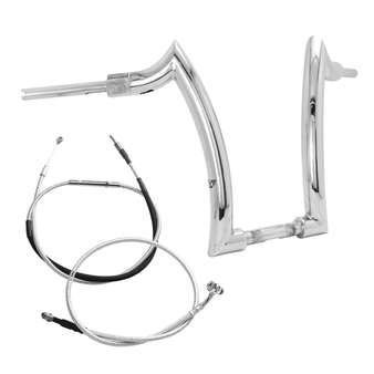 Kit Guidão Diablo Front Rhino 2” + Cabos Mecânicos com Acelerador Eletrônico para Harley-Davidson Softail - Inox Polido
