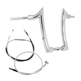 Kit Guidão Diablo Curve Rhino 2” + Cabos Mecânicos com Acelerador Eletrônico para Harley-Davidson Softail - Inox Polido