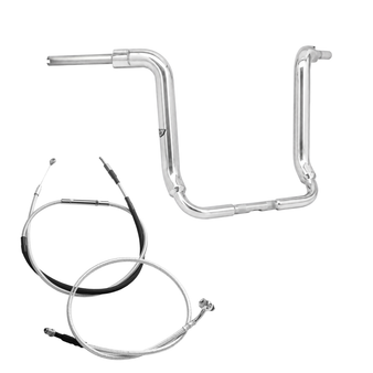 Kit Guidão Ape Classic Rhino 2" + Cabos Mecânicos com Embreagem Mecânica para Harley-Davidson Touring Electra/Street/Ultra Glide - Inox Polido