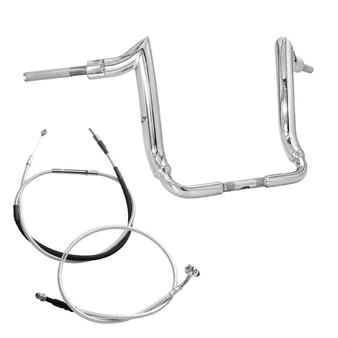 Kit Guidão Mad Dogger Classic Rhino 2" + Cabos Mecânicos com Embreagem Mecânica para Harley-Davidson Touring Electra/Street/Ultra Glide - Inox Polido