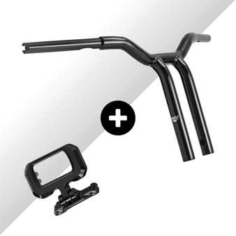 Guidão Sun Bar Pullback Robust 1.1/4" + Relocador de Velocímetro Display para Harley-Davidson Softail - Preto