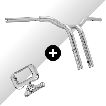 Guidão Sun Bar Pullback Robust 1.1/4" + Relocador de Velocímetro Display para Harley-Davidson Softail - Inox Polido