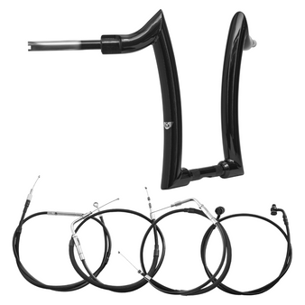 Kit Guidão Diablo Rhino 2” + Cabos Mecânicos sem Acelerador Eletrônico para Harley-Davidson Softail Breakout - Preto
