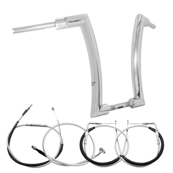 Kit Guidão King Rhino 2” + Cabos Mecânicos sem Acelerador Eletrônico para Harley-Davidson Softail Breakout - Inox Polido