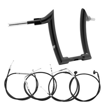 Kit Guidão Diablo Curve Rhino 2” + Cabos Mecânicos sem Acelerador Eletrônico para Harley-Davidson Softail Heritage - Preto