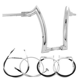 Kit Guidão Front Diablo Rhino 2” + Cabos Mecânicos sem Acelerador Eletrônico para Harley-Davidson Softail Deluxe - Inox Polido