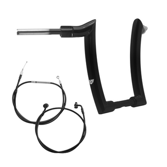 Kit Guidão Mad Dogger Curve Rhino 2” + Cabos Mecânicos com Acelerador Eletrônico para Harley-Davidson Softail Deluxe - Preto