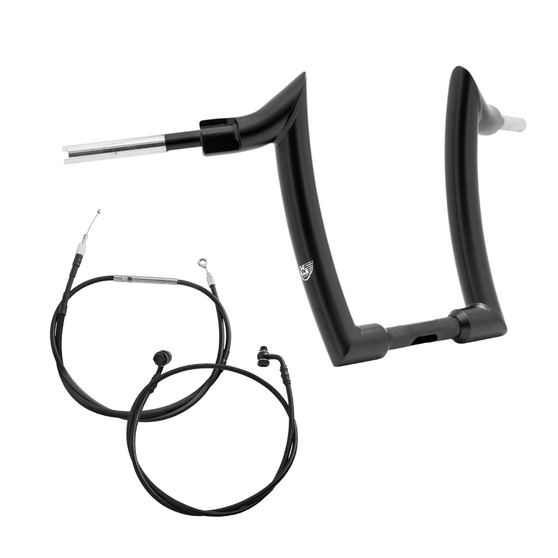 Kit Guidão Diablo Curve Rhino 2” + Cabos Mecânicos com Acelerador Eletrônico para Harley-Davidson Softail Low Rider S - Preto