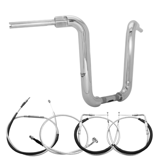 Kit Guidão Ape Classic Rhino 2” + Cabos Mecânicos sem Acelerador Eletrônico para Harley-Davidson Softail Fat Boy - Inox Polido