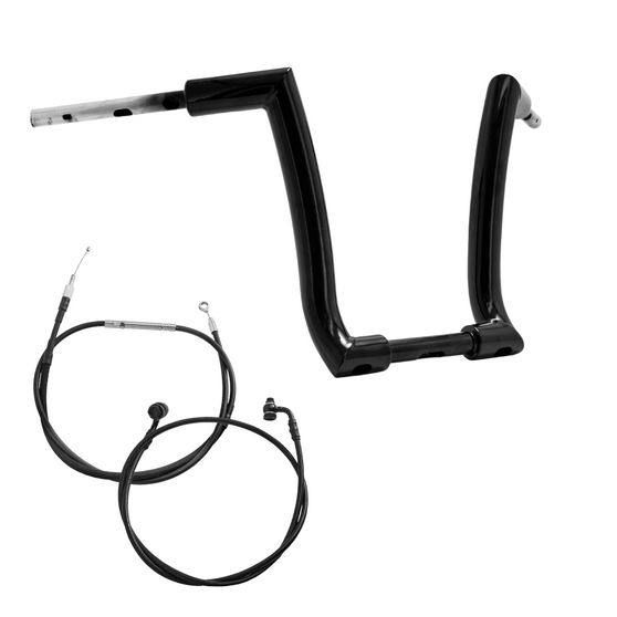 Kit Guidão Rogue Rhino 2” + Cabos Mecânicos com Acelerador Eletrônico para Harley-Davidson Softail Street Bob - Preto