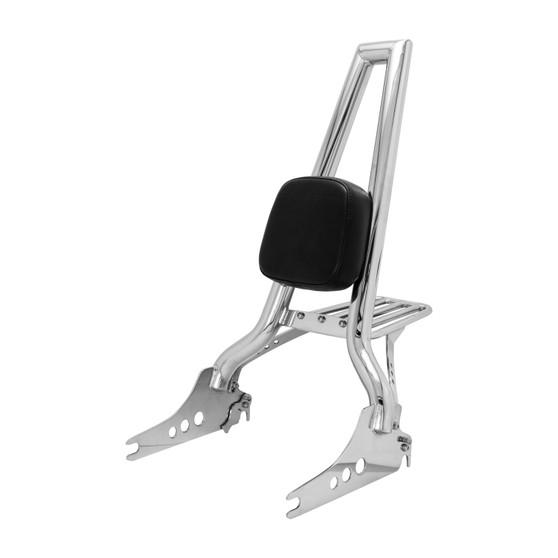 Sissy Bar Square Bone Brutale 25" Destacável com Bagageiro Removível para Harley-Davidson Softail Street Bob - Inox Polido