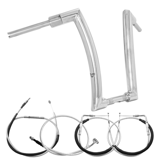 Kit Guidão Front King Rhino 2” + Cabos Mecânicos sem Acelerador Eletrônico para Harley-Davidson Softail Standard - Inox Polido