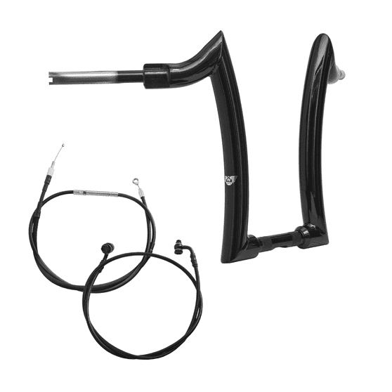 Kit Guidão Diablo Rhino 2” + Cabos Mecânicos com Acelerador Eletrônico para Harley-Davidson Softail Low Rider ST - Preto