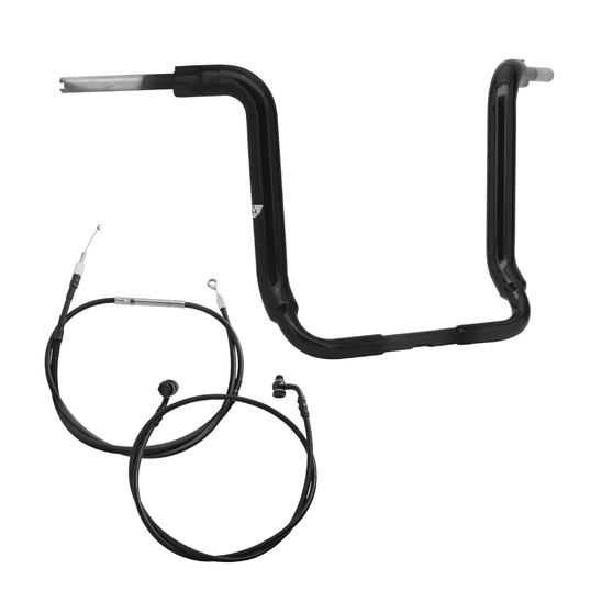 Kit Guidão Ape Classic Rhino 2" + Cabos Mecânicos com Embreagem Mecânica para Harley-Davidson Touring Street Glide - Preto