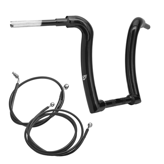 Kit Guidão Ape Curve Rhino 2" + Cabos Mecânicos com Embreagem Hidráulica para Harley-Davidson Touring Road Glide - Preto