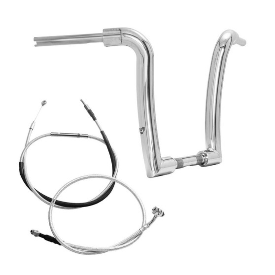 Kit Guidão Ape Curve Rhino 2" + Cabos Mecânicos com Embreagem Mecânica para Harley-Davidson Touring Road Glide - Inox Polido