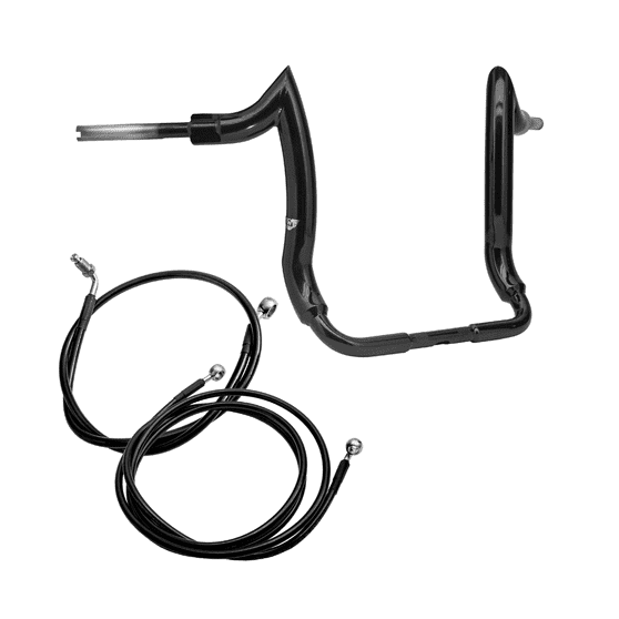 Kit Guidão Diablo Front Rhino 2" + Cabos Mecânicos com Embreagem Hidráulica para Harley-Davidson Touring Street Glide - Preto