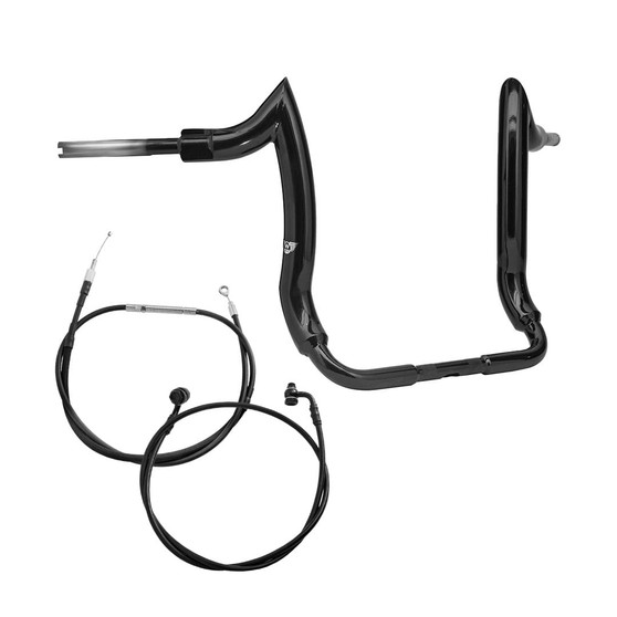 Kit Guidão Diablo Front Rhino 2" + Cabos Mecânicos com Embreagem Mecânica para Harley-Davidson Touring Street Glide - Preto