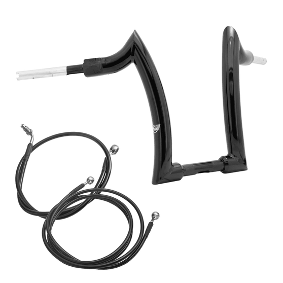 Kit Guidão Front Diablo Rhino 2" + Cabos Mecânicos com Embreagem Hidráulica para Harley-Davidson Touring Road Glide - Preto