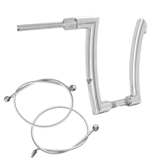 Kit Guidão King Curve Rhino 2" + Cabos Mecânicos com Embreagem Hidráulica para Harley-Davidson Touring Road Glide - Inox Polido