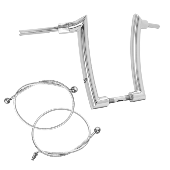 Kit Guidão Mad Dogger Curve Rhino 2" + Cabos Mecânicos com Embreagem Hidráulica para Harley-Davidson Touring Road King - Inox Polido