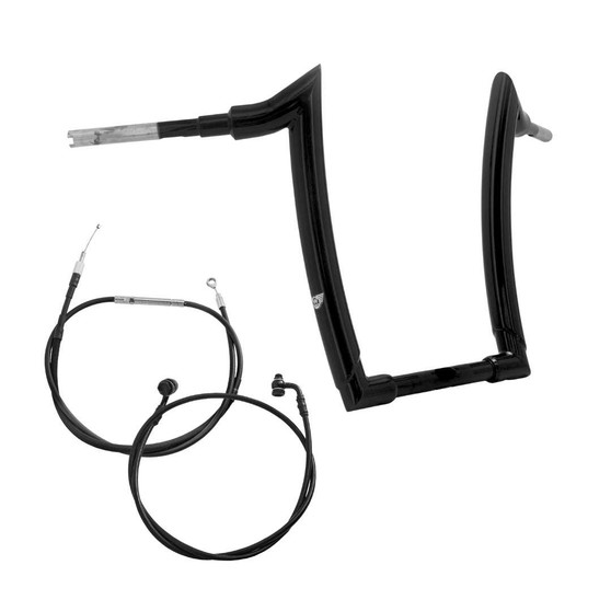 Kit Guidão Mad Dogger Curve Rhino 2" + Cabos Mecânicos com Embreagem Mecânica para Harley-Davidson Touring Road Glide - Preto