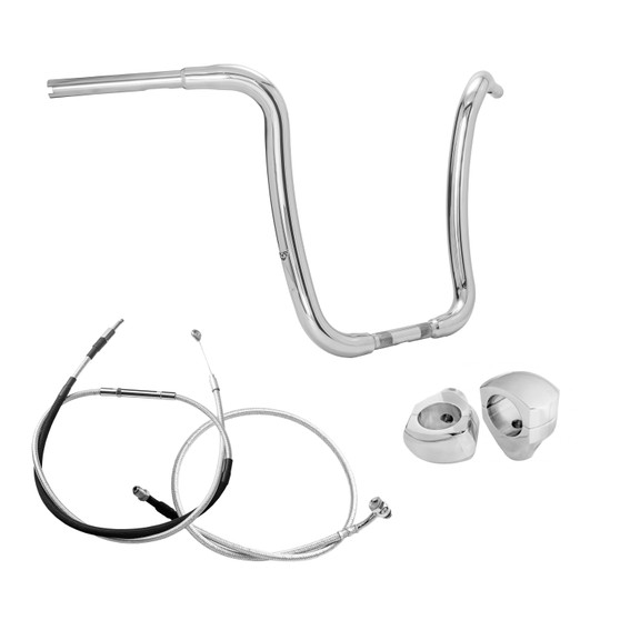 Kit Chicano para Harley-Davidson Softail Com Acelerador Eletrônico com Guidão Ape Curve Brutale 1.1/2" Inox + Riser + Cabos