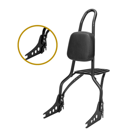 Sissy Bar Desmontável King 25" com Bagageiro Removível para Harley-Davidson Softail Standard - Preto