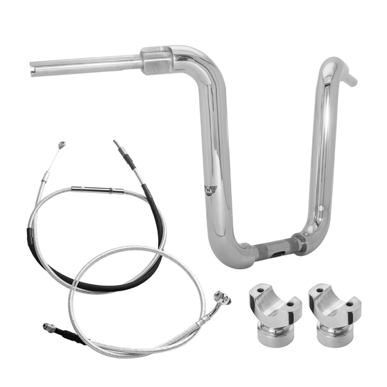 Kit Guidão Ape Classic Rhino 2” + Riser + Cabos Mecânicos com Acelerador Eletrônico para Harley-Davidson Softail Breakout - Inox Polido