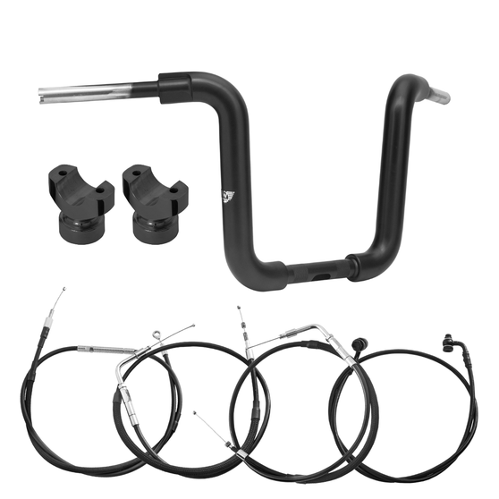 Kit Guidão Ape Classic Rhino 2” + Riser + Cabos Mecânicos sem Acelerador Eletrônico para Harley-Davidson Softail Breakout - Preto