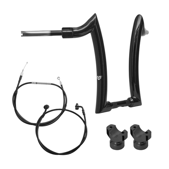 Kit Guidão Diablo Rhino 2” + Riser + Cabos Mecânicos com Acelerador Eletrônico para Harley-Davidson Softail Breakout - Preto