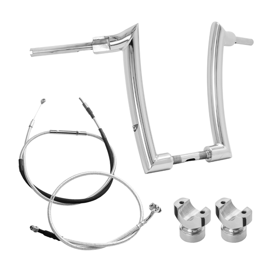 Kit Guidão Mad Dogger Curve Rhino 2” + Riser + Cabos Mecânicos com Acelerador Eletrônico para Harley-Davidson Softail Breakout - Inox Polido