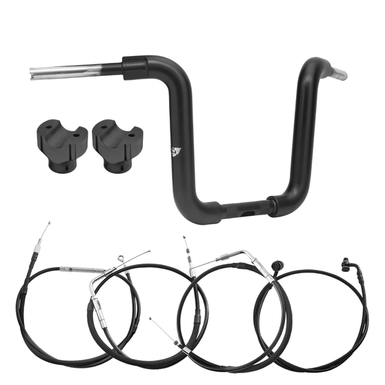 Kit Guidão Ape Classic Rhino 2” + Riser + Cabos Mecânicos sem Acelerador Eletrônico para Harley-Davidson Softail Deluxe - Preto