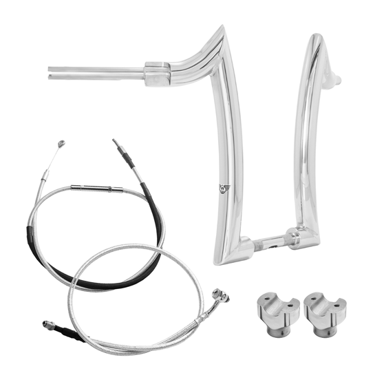 Kit Guidão Diablo Rhino 2” + Riser + Cabos Mecânicos com Acelerador Eletrônico para Harley-Davidson Softail Deluxe - Inox Polido