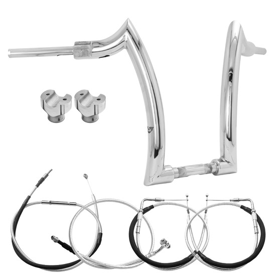 Kit Guidão Front Diablo Rhino 2” + Riser + Cabos Mecânicos sem Acelerador Eletrônico para Harley-Davidson Softail Deluxe - Inox Polido