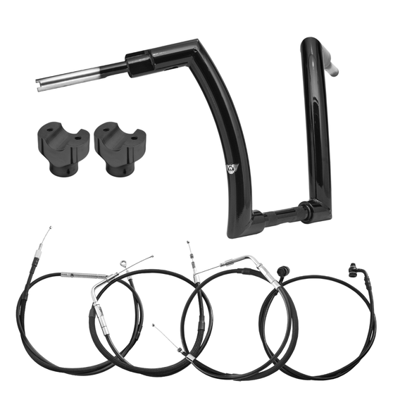 Kit Guidão Front King Rhino 2” + Riser + Cabos Mecânicos sem Acelerador Eletrônico para Harley-Davidson Softail Deluxe - Preto