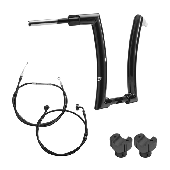 Kit Guidão King Rhino 2” + Riser + Cabos Mecânicos com Acelerador Eletrônico para Harley-Davidson Softail Deluxe - Preto