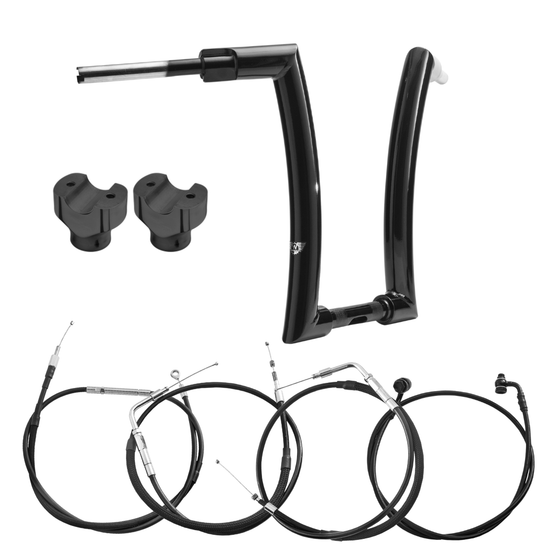Kit Guidão King Rhino 2” + Riser + Cabos Mecânicos sem Acelerador Eletrônico para Harley-Davidson Softail Deluxe - Preto