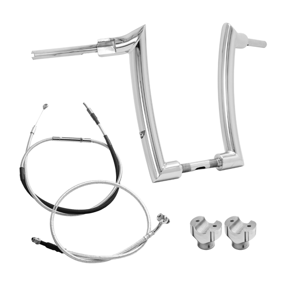 Kit Guidão Mad Dogger Curve Rhino 2” + Riser + Cabos Mecânicos com Acelerador Eletrônico para Harley-Davidson Softail Deluxe - Inox Polido