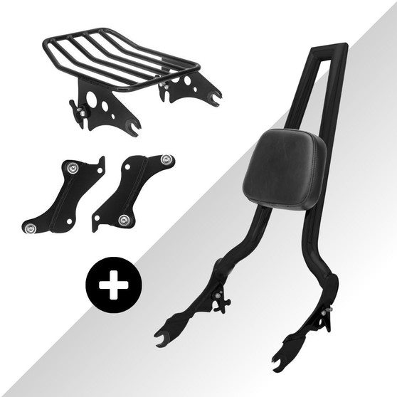 Kit Sissy Bar Squarebone 25" + Dockings + Bagageiro para Harley-Davidson Touring - Preto