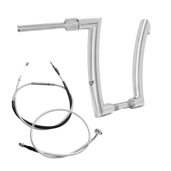 Kit Guidão King Curve Rhino 2” + Cabos Mecânicos com Acelerador Eletrônico para Harley-Davidson Softail - Inox Polido