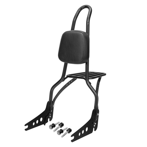 Sissy Bar King 25" Destacável com Bagageiro Removível para Harley-Davidson Softail - Preto