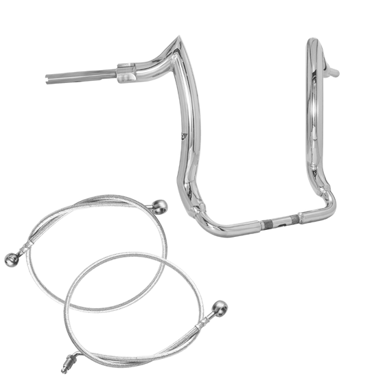 Kit Guidão Front Diablo Rhino 2" + Cabos Mecânicos com Embreagem Hidráulica para Harley-Davidson Touring Electra/Street/Ultra Glide - Inox Polido