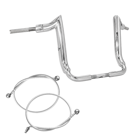 Kit Guidão Mad Dogger Classic Rhino 2" + Cabos Mecânicos com Embreagem Hidráulica para Harley-Davidson Touring Electra/Street/Ultra Glide - Inox Polido