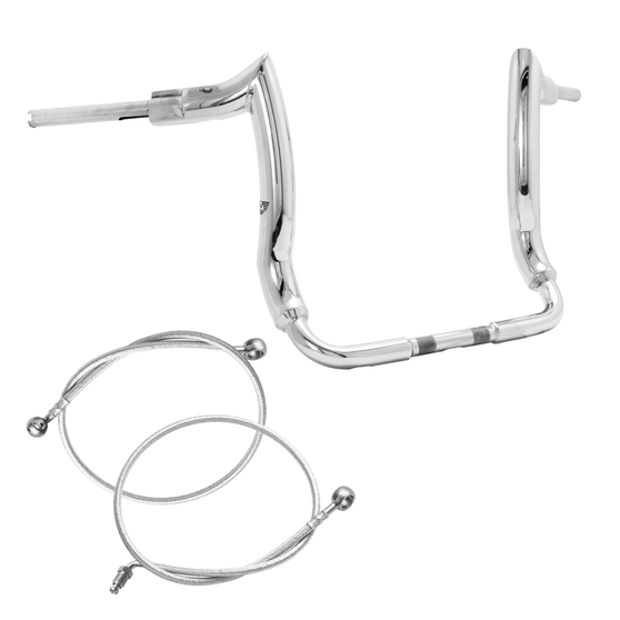 Kit Guidão Mad Dogger Curve Rhino 2" + Cabos Mecânicos com Embreagem Hidráulica para Harley-Davidson Touring Electra/Street/Ultra Glide - Inox Polido