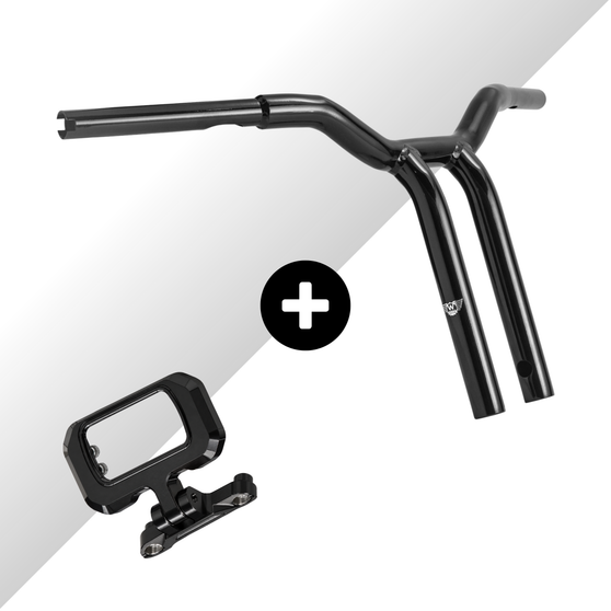 Guidão Sun Bar Pullback Robust 1.1/4" + Relocador de Velocímetro Display para Harley-Davidson Softail - Preto