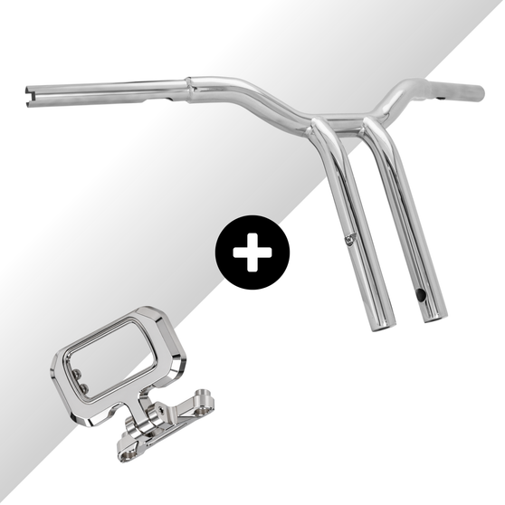 Guidão Sun Bar Pullback Robust 1.1/4" + Relocador de Velocímetro Display para Harley-Davidson Softail - Inox Polido