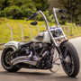 Kit Guidão Front King Rhino 2” + Riser + Cabos Mecânicos com Acelerador Eletrônico para Harley-Davidson Softail Breakout - Inox Polido
