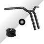 Guidão Sun Bar Pullback Robust 1.1/4" + Relocador de Velocímetro Single para Harley-Davidson Softail - Preto