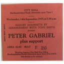 Peter Gabriel - The Peter Gabriel Tour 1977 Original Concert Tour Program With Ticket